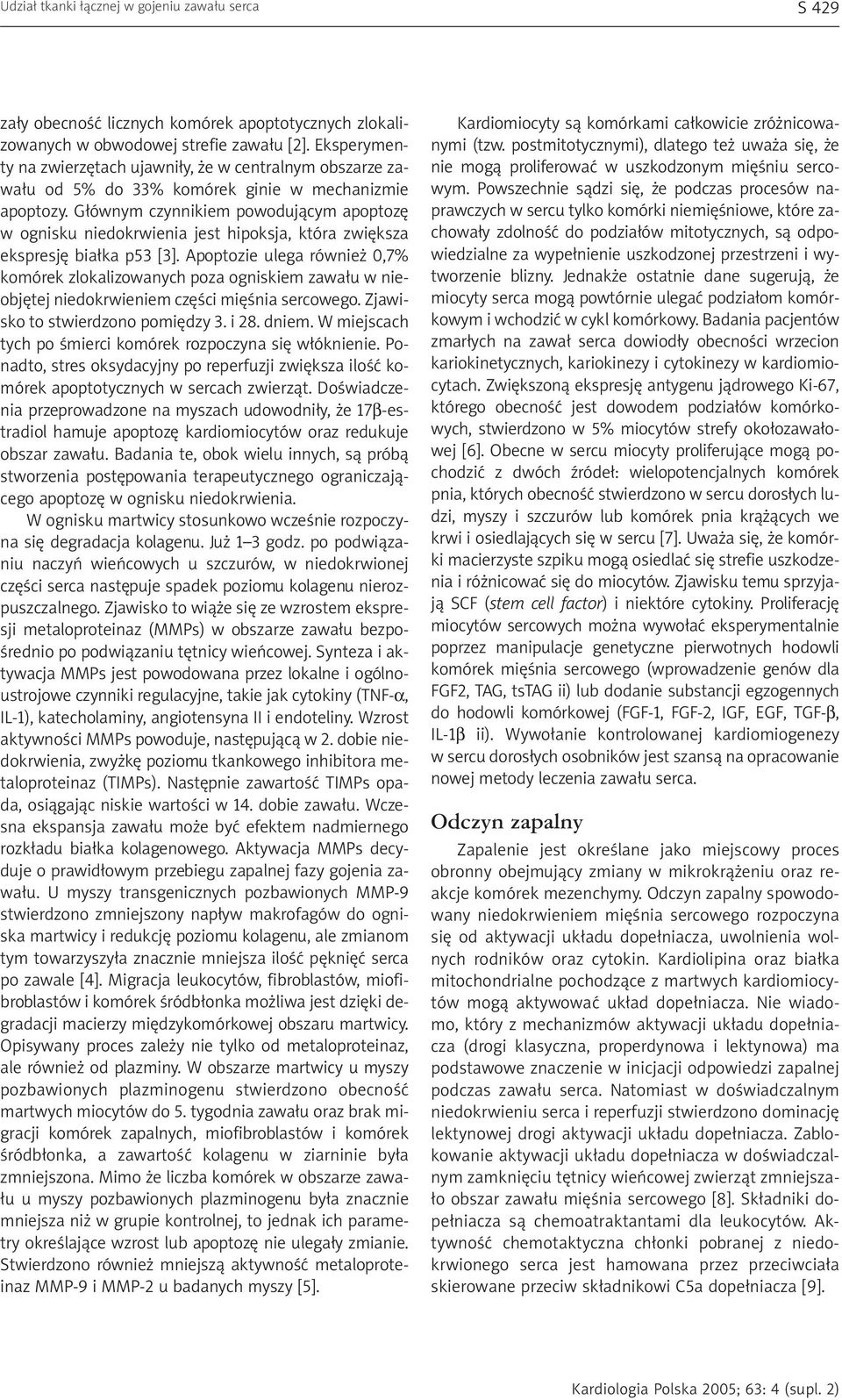 G³ównym czynnikiem powoduj¹cym apoptozê w ognisku niedokrwienia jest hipoksja, która zwiêksza ekspresjê bia³ka p53 [3].