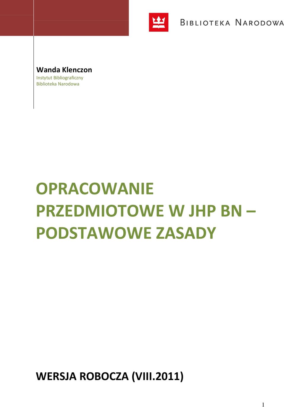 Narodowa OPRACOWANIE PRZEDMIOTOWE