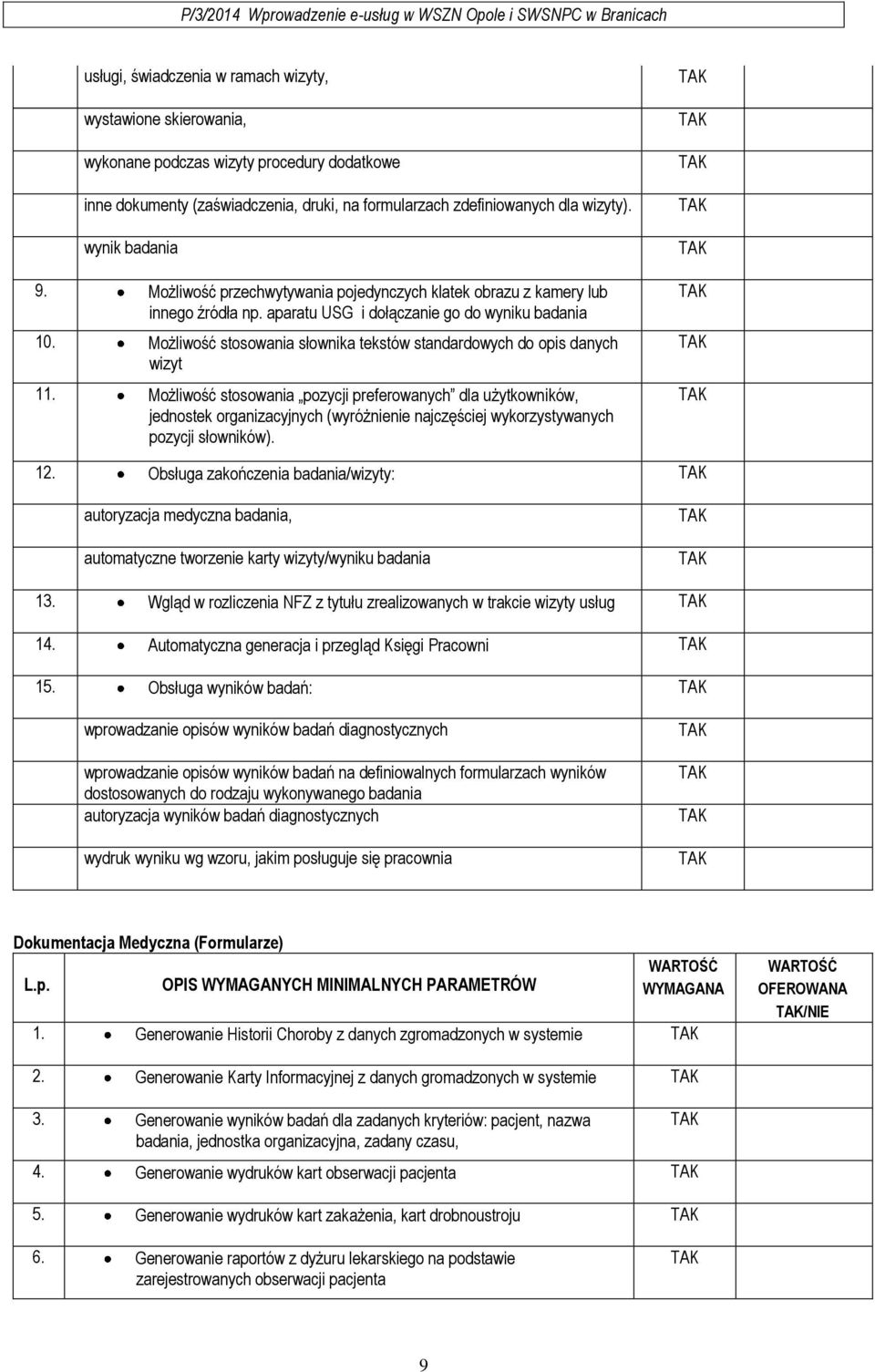 Możliwość stosowania słownika tekstów standardowych do opis danych wizyt 11.