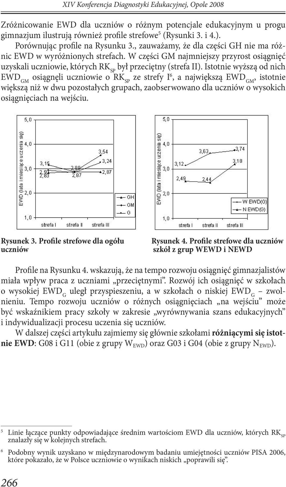 W części GM najmniejszy przyrost osiągnięć uzyskali uczniowie, których był przeciętny (strefa II).