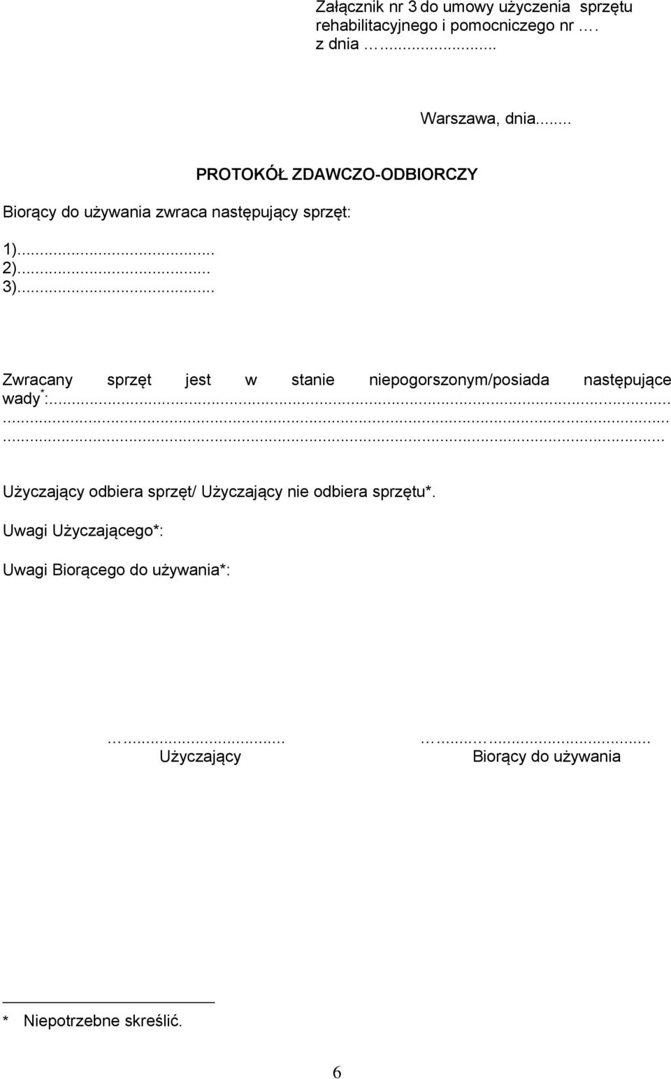 Umowa użyczenia sprzętu rehabilitacyjnego i pomocniczego nr... - PDF Free  Download