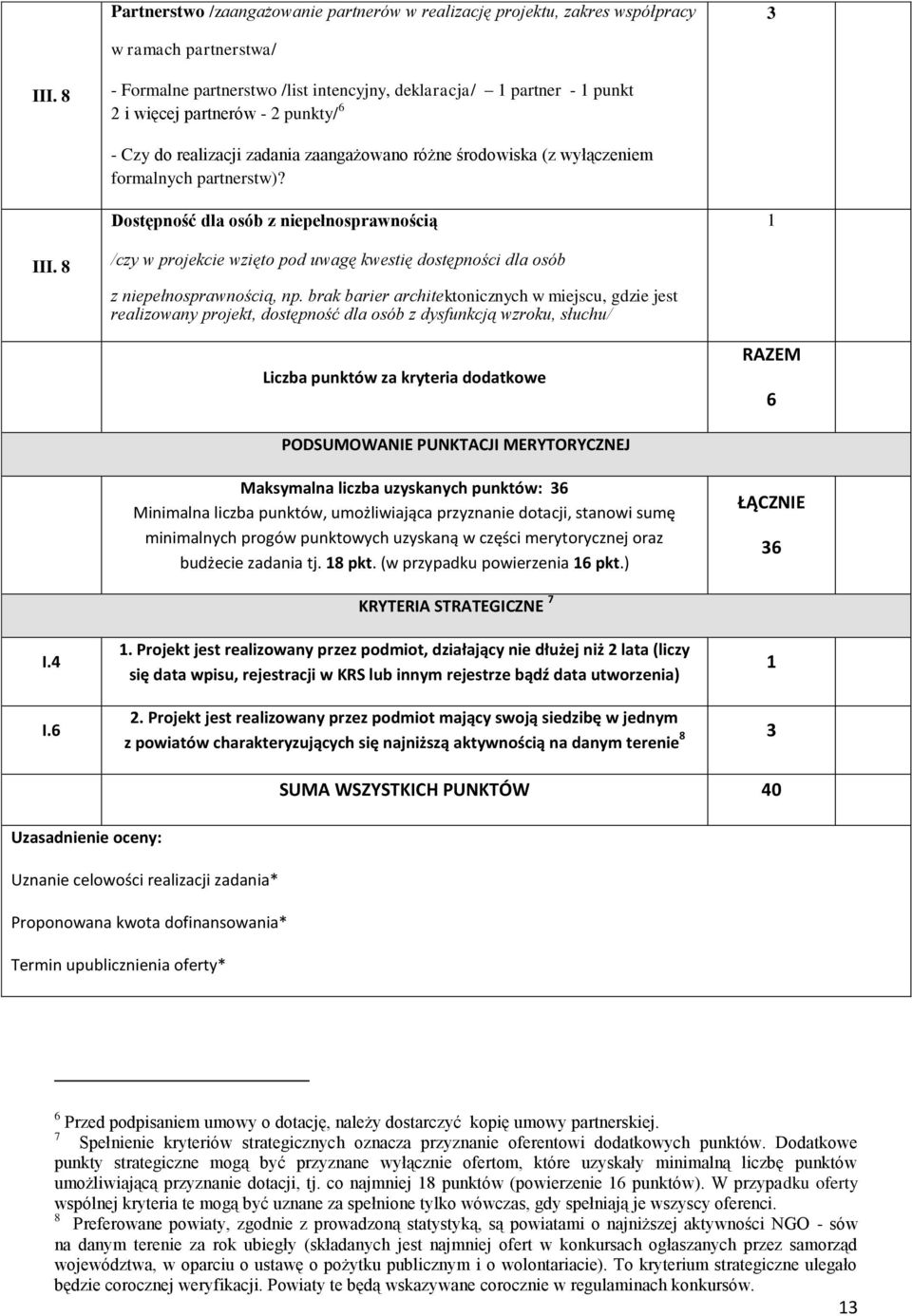 partnerstw)? Dostępność dla osób z niepełnosprawnością 1 III. 8 /czy w projekcie wzięto pod uwagę kwestię dostępności dla osób z niepełnosprawnością, np.