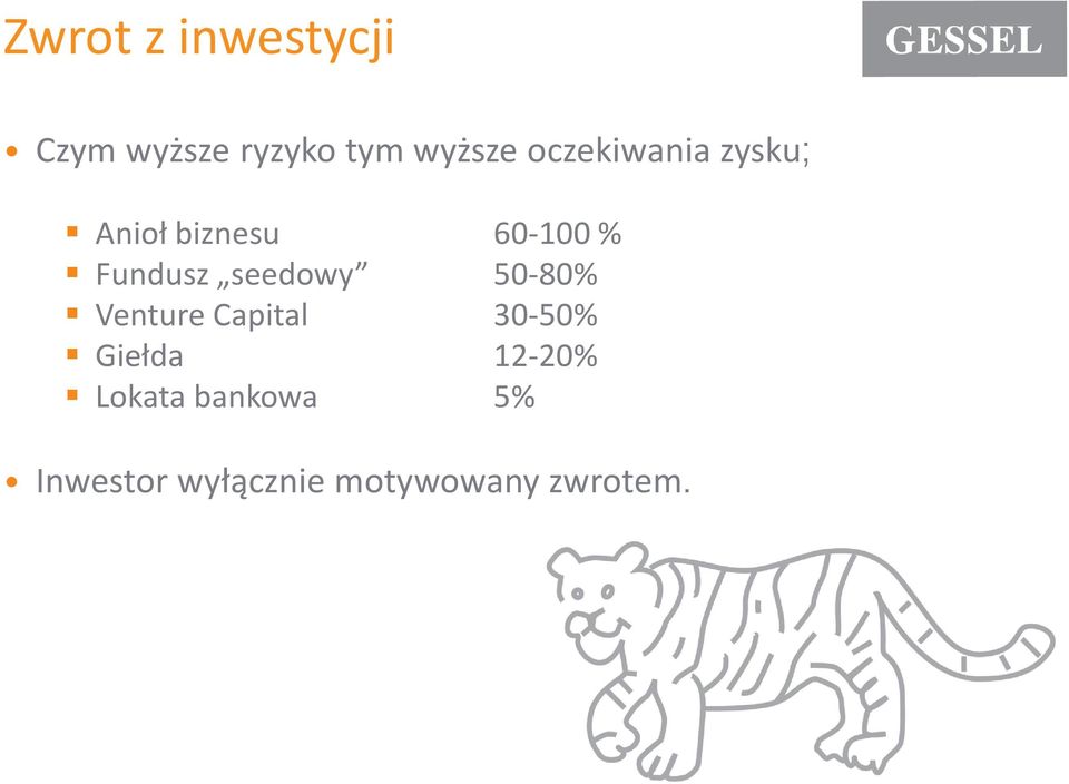 seedowy 50-80% Venture Capital 30-50% Giełda 12-20%