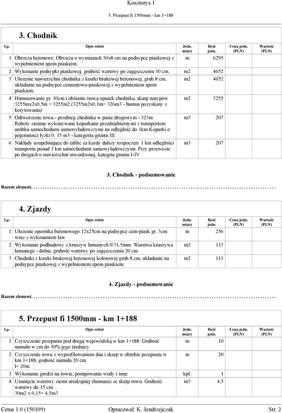 8 cm, m2 4652 układanie na podsypce cementowo-piaskowej z wypełnieniem spoin piaskiem. 4 Humusowanie gr.