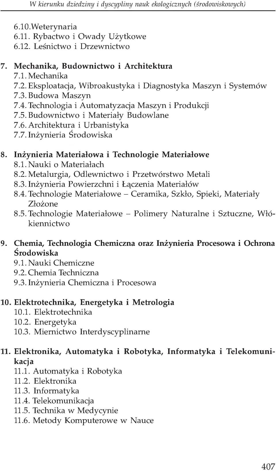Inżynieria Materiałowa i Technologie Materiałowe 8.1. Nauki o Materiałach 8.2. Metalurgia, Odlewnictwo i Przetwórstwo Metali 8.3. Inżynieria Powierzchni i Łączenia Materiałów 8.4.
