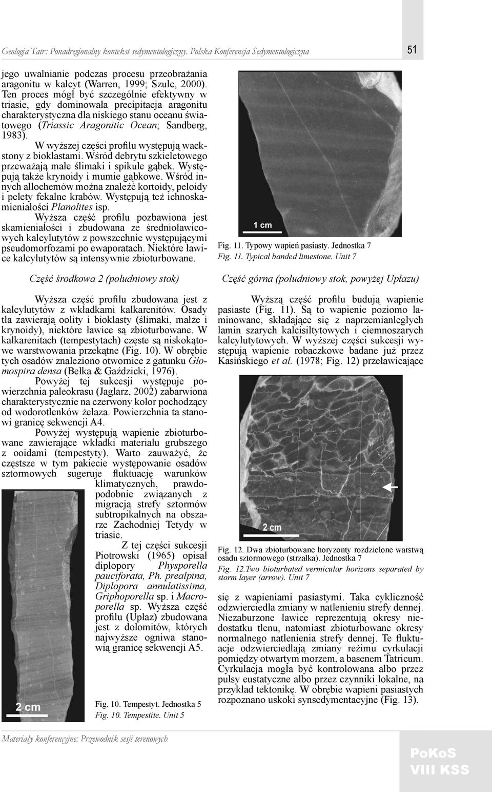 W wyższej części profilu występują wackstony z bioklastami. Wśród debrytu szkieletowego przeważają małe ślimaki i spikule gąbek. Występują także krynoidy i mumie gąbkowe.