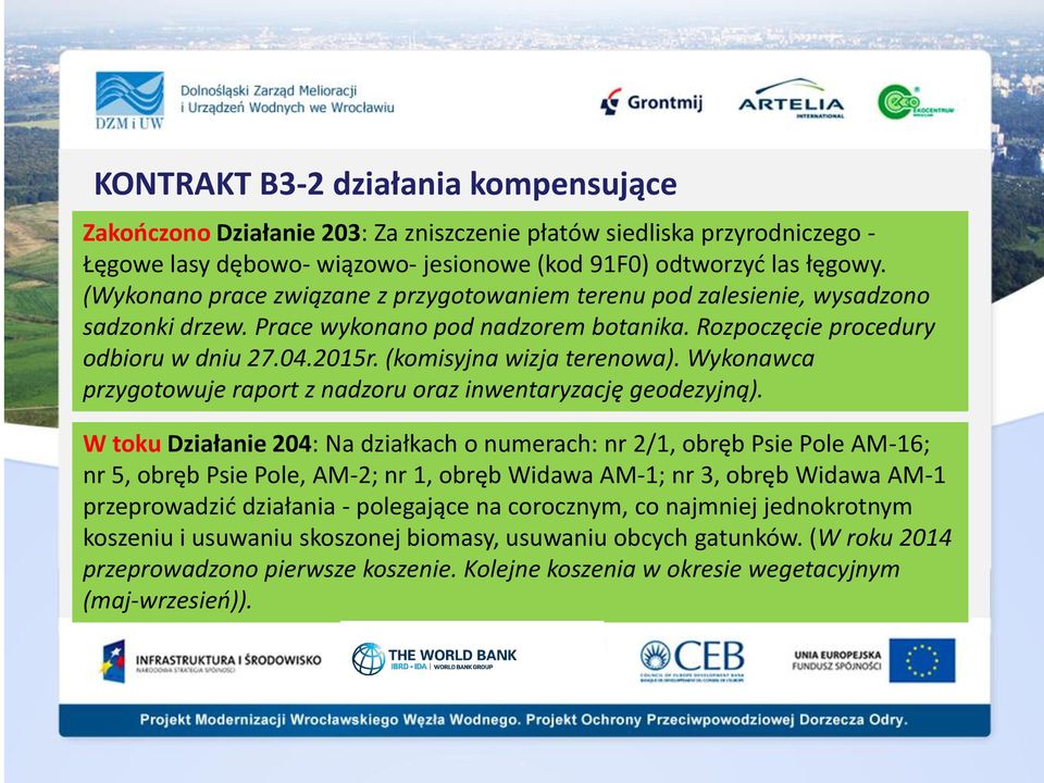 (komisyjna wizja terenowa). Wykonawca przygotowuje raport z nadzoru oraz inwentaryzację geodezyjną).