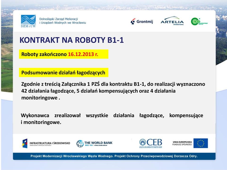 B1-1, do realizacji wyznaczono 42 działania łagodzące, 5 działao kompensujących