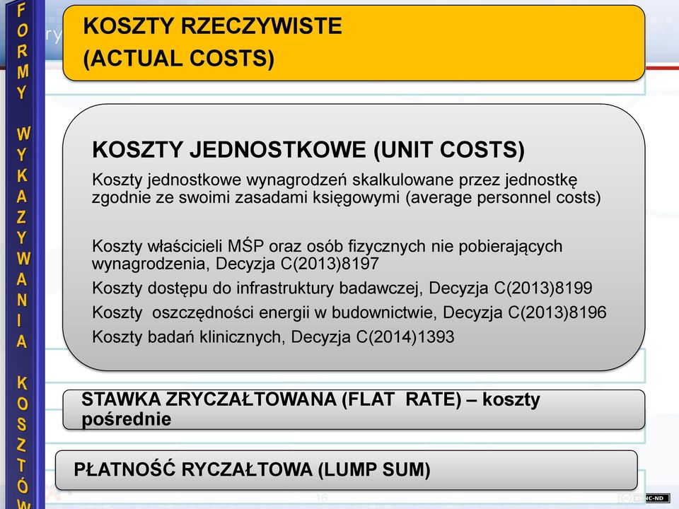 Decyzja C(2013)8197 Koszty dostępu do infrastruktury badawczej, Decyzja C(2013)8199 Koszty oszczędności energii w budownictwie, Decyzja