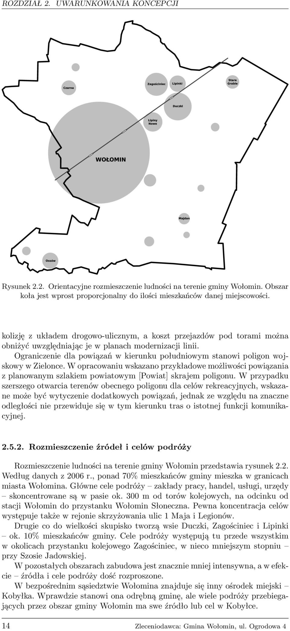 Ograniczenie dla powiązań w kierunku południowym stanowi poligon wojskowy w Zielonce.