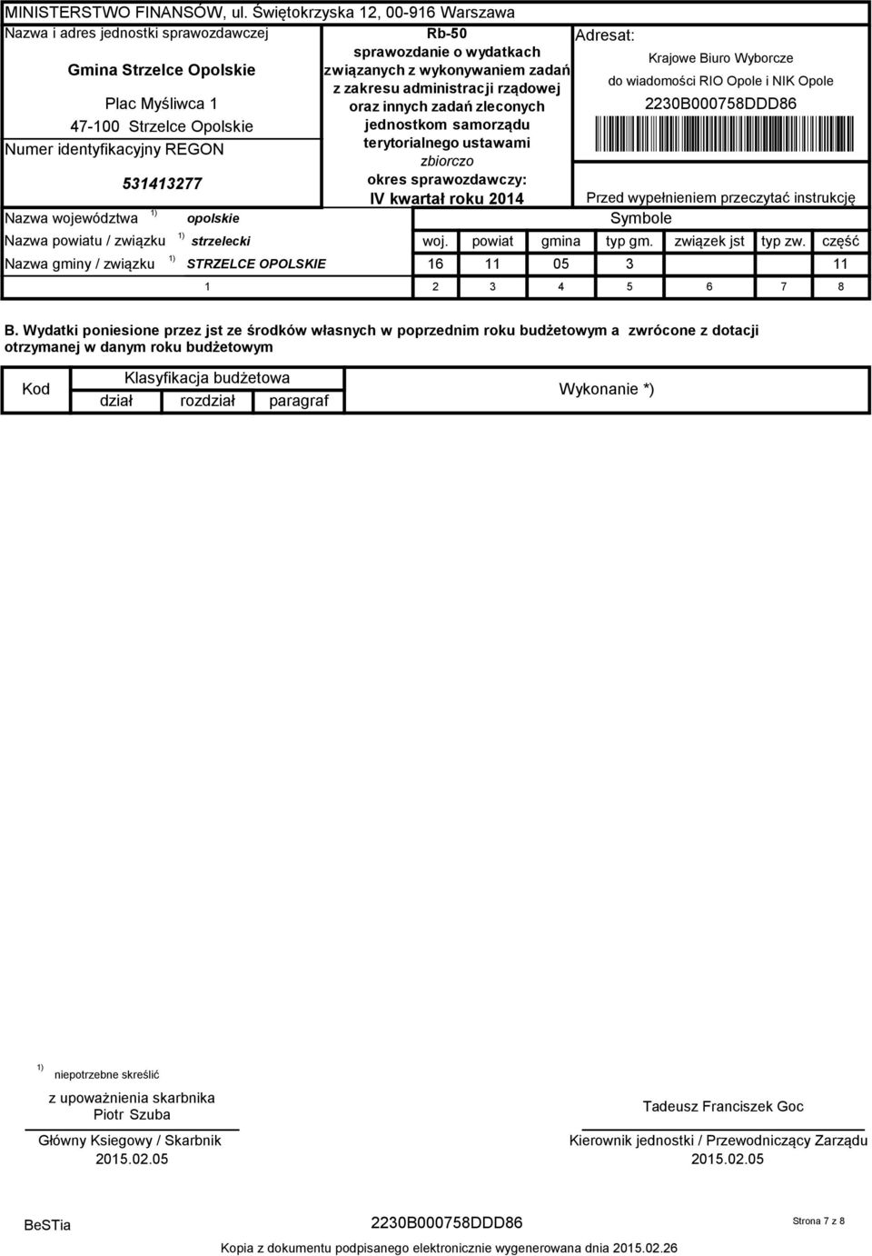 6 2 powiat 05 4 typ gm. 5 związek jst 6 typ zw. 7 część 8 B.