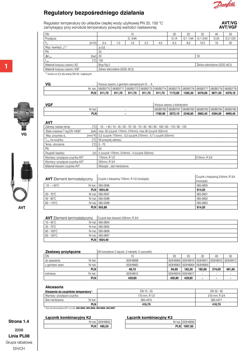 kawitacji z 0,6 PN 2 p max 20 6 t max [ C] 0 Materiał korpusu zaworu VG Brąz Rg Żeliwo sferoidalne (GGG 40.3) Materiał korpusu zaworu VGF Żeliwo sferoidalne (GGG 40.
