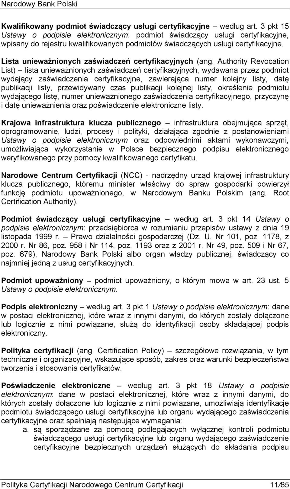 Lista unieważnionych zaświadczeń certyfikacyjnych (ang.