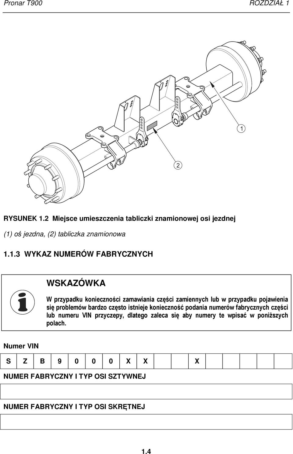 problemów bardzo często istnieje konieczność podania numerów fabrycznych części lub numeru VIN przyczepy, dlatego zaleca się aby