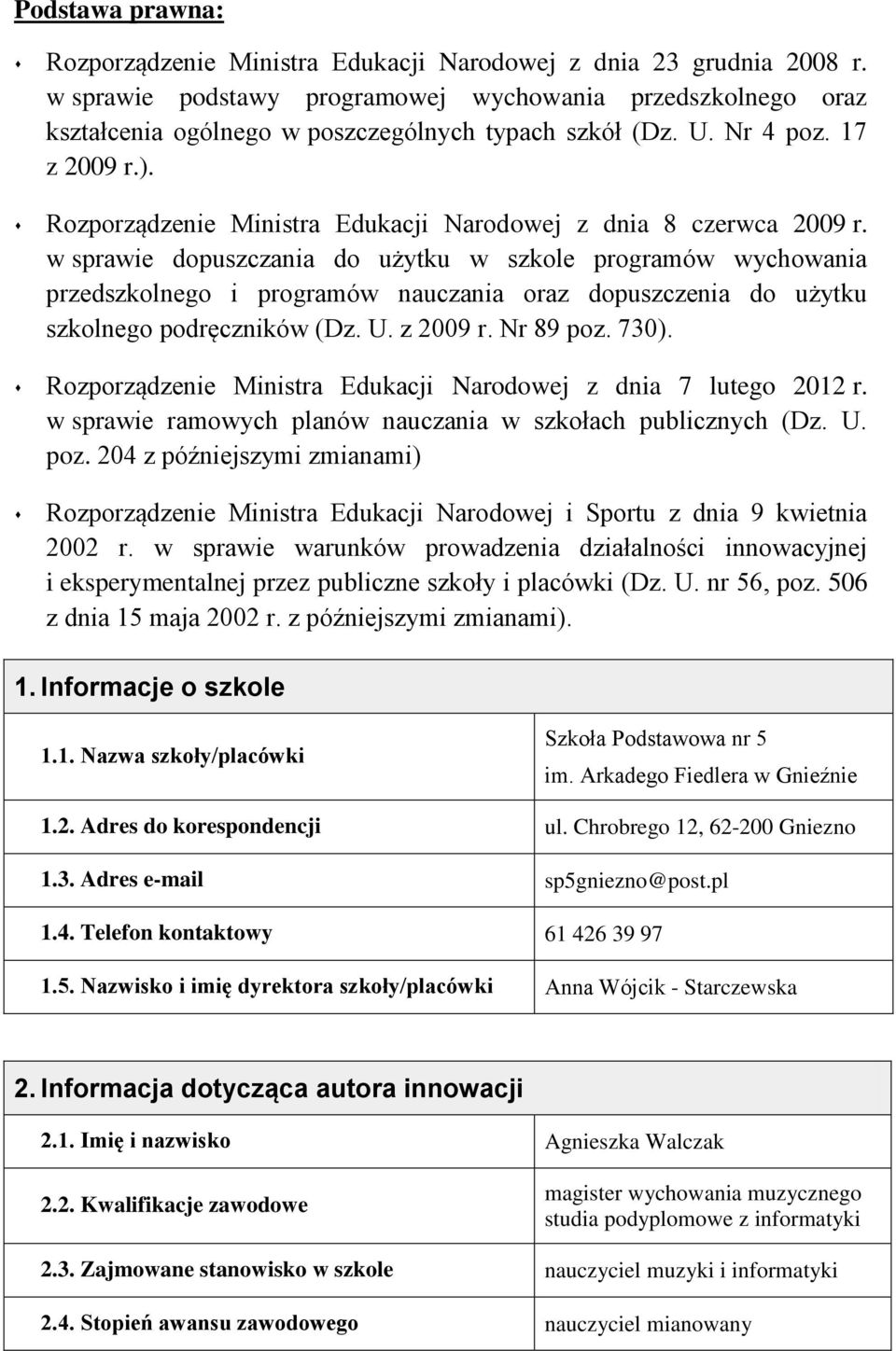 Rozporządzenie Ministra Edukacji Narodowej z dnia 8 czerwca 2009 r.