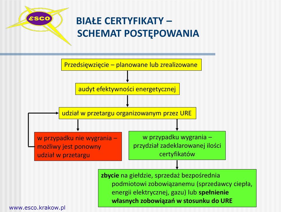 przetargu w przypadku wygrania przydział zadeklarowanej ilości certyfikatów zbycie na giełdzie, sprzedaż