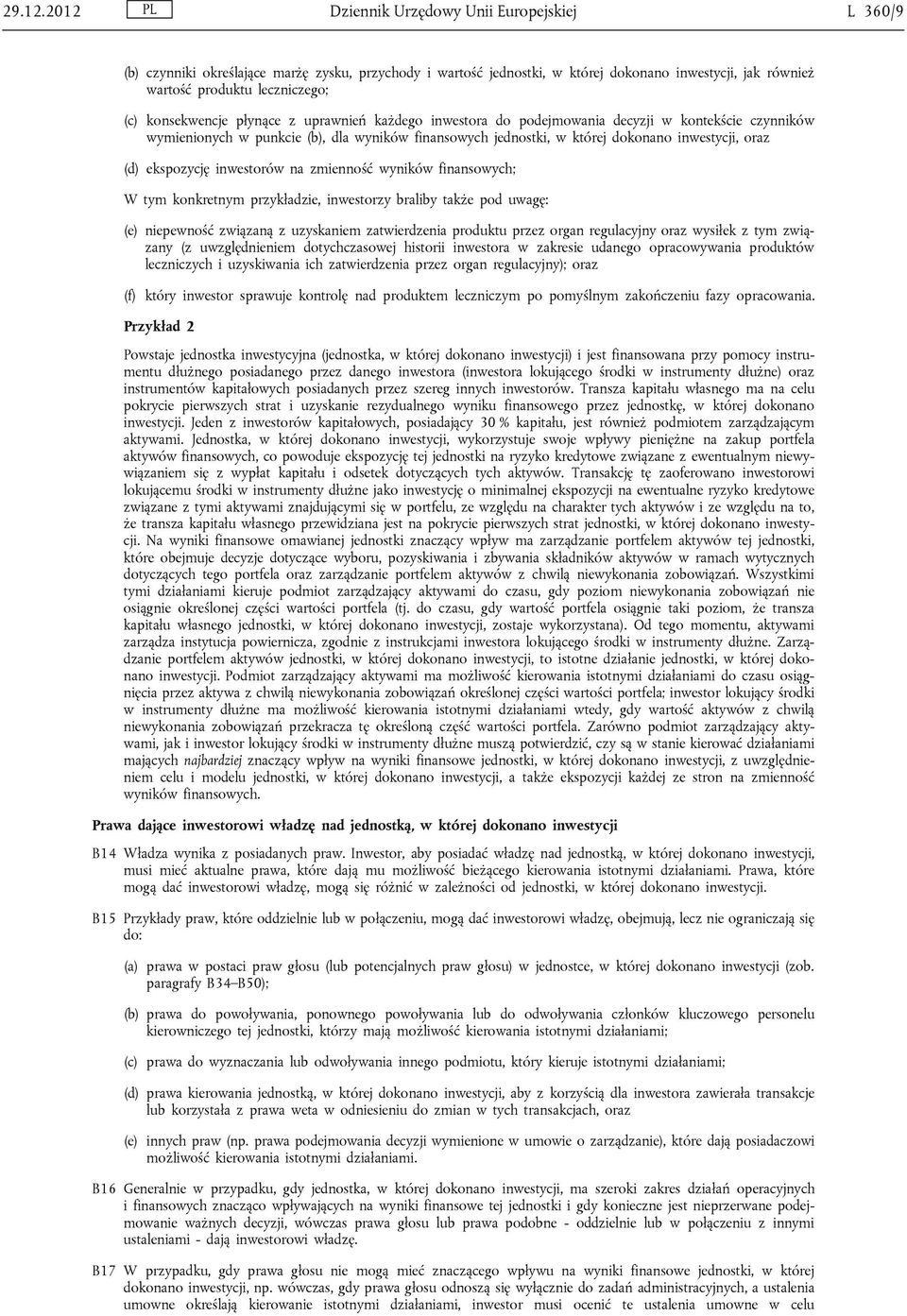 konsekwencje płynące z uprawnień każdego inwestora do podejmowania decyzji w kontekście czynników wymienionych w punkcie (b), dla wyników finansowych jednostki, w której dokonano inwestycji, oraz (d)