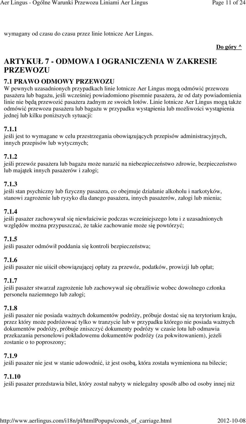 powiadomienia linie nie będą przewozić pasażera żadnym ze swoich lotów.
