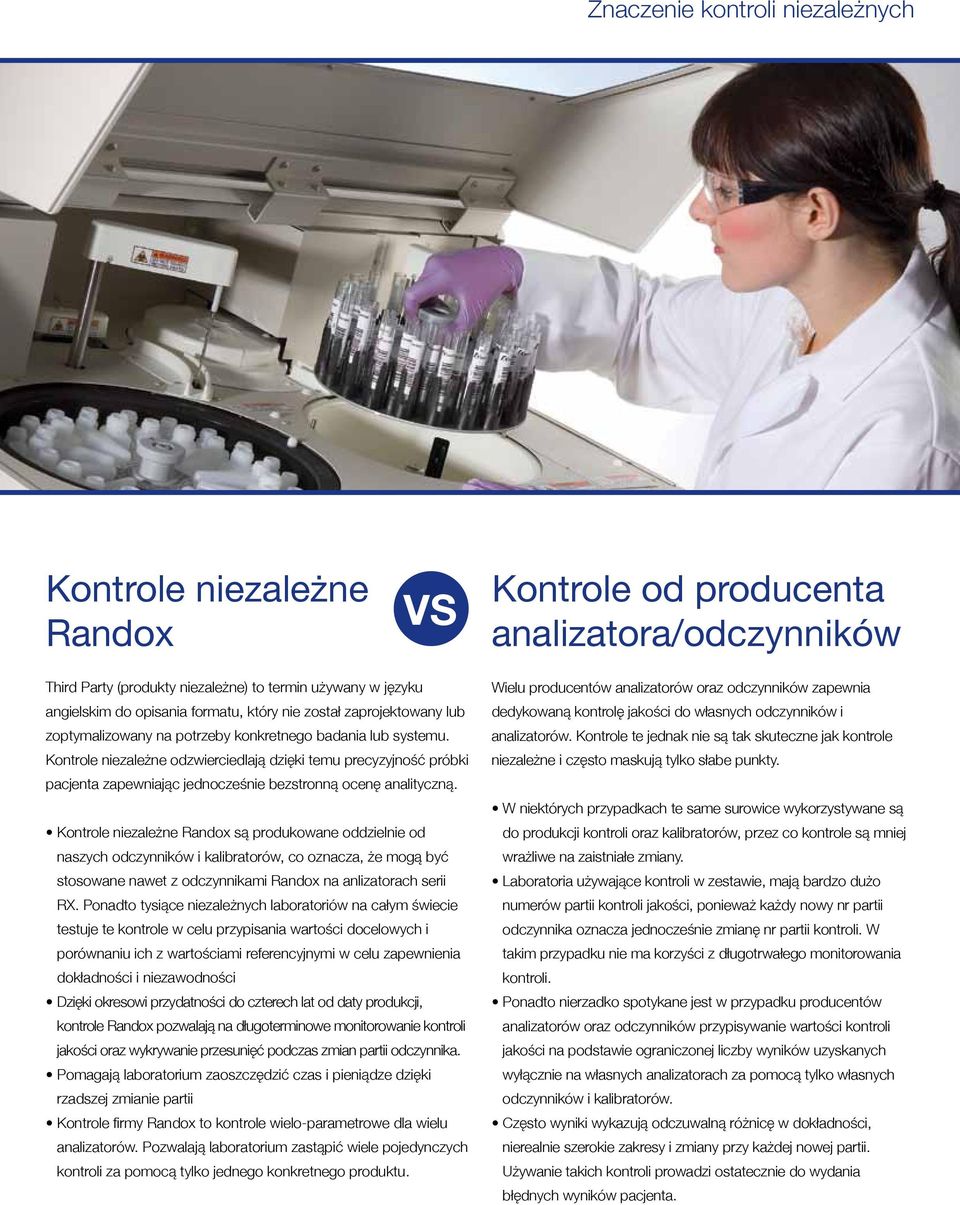 Kontrole niezależne odzwierciedlają dzięki temu precyzyjność próbki pacjenta zapewniając jednocześnie bezstronną ocenę analityczną.