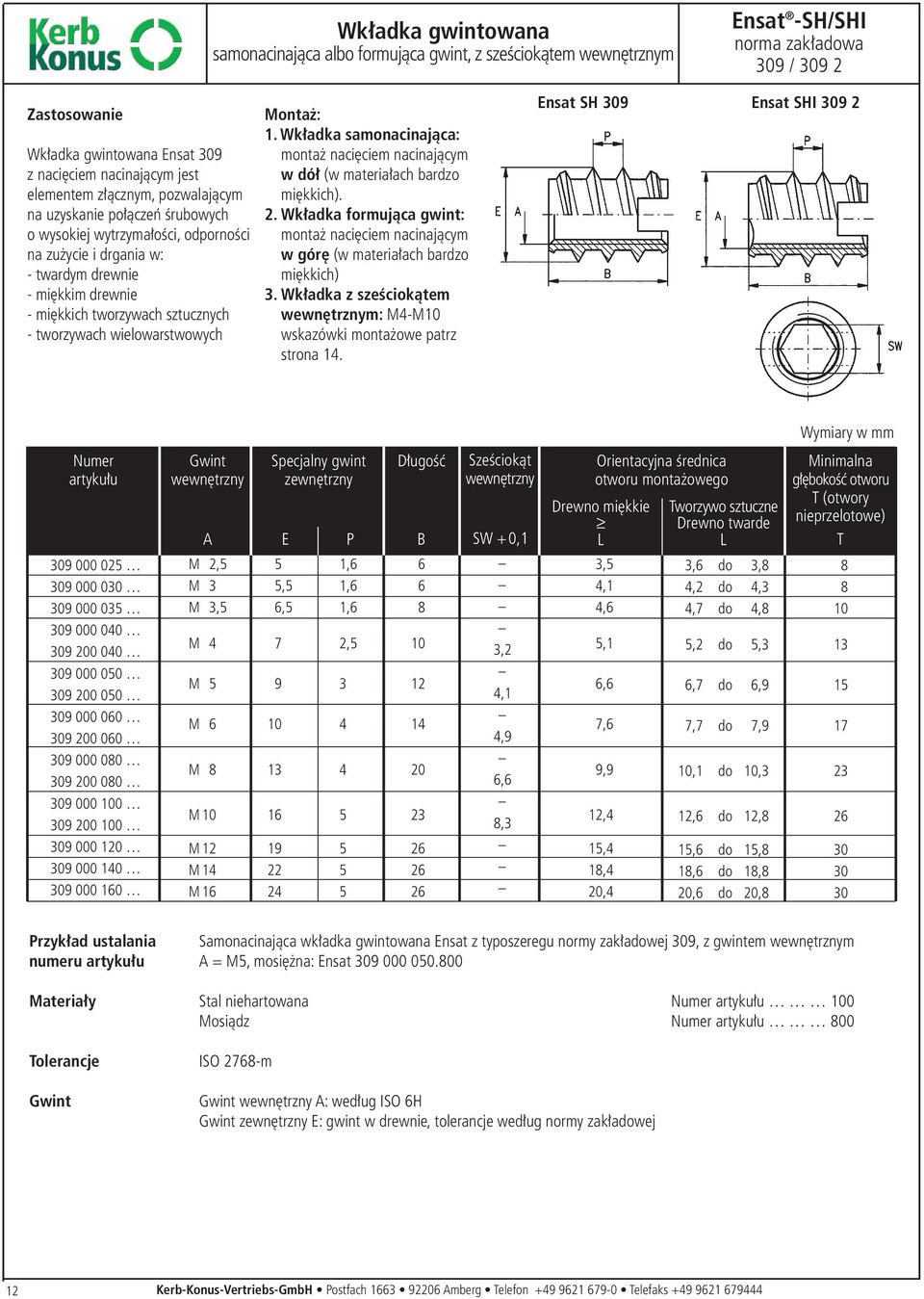 Montaż:. Wkładka samonacinająca: montaż nacięciem nacinającym w dół (w materiałach bardzo miękkich).. Wkładka formująca gwint: montaż nacięciem nacinającym w górę (w materiałach bardzo miękkich) 3.