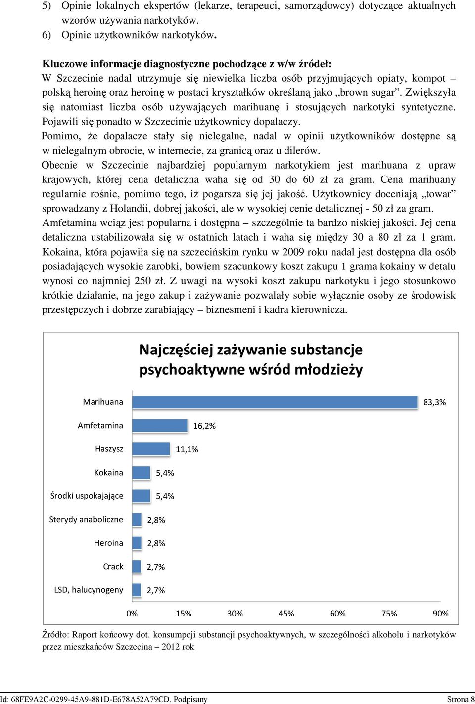 określaną jako brown sugar. Zwiększyła się natomiast liczba osób uŝywających marihuanę i stosujących narkotyki syntetyczne. Pojawili się ponadto w Szczecinie uŝytkownicy dopalaczy.