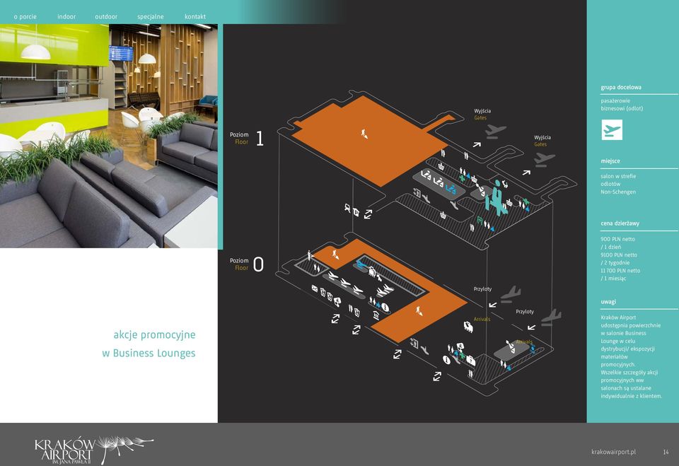 Business Lounges Kraków Airport udostępnia powierzchnie w salonie Business Lounge w celu dystrybucji/ ekspozycji