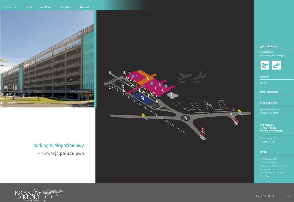 parking wielopoziomowy elewacja południowa siatka 19 x 8 m - 6000 zł netto uwagi minimalny okres