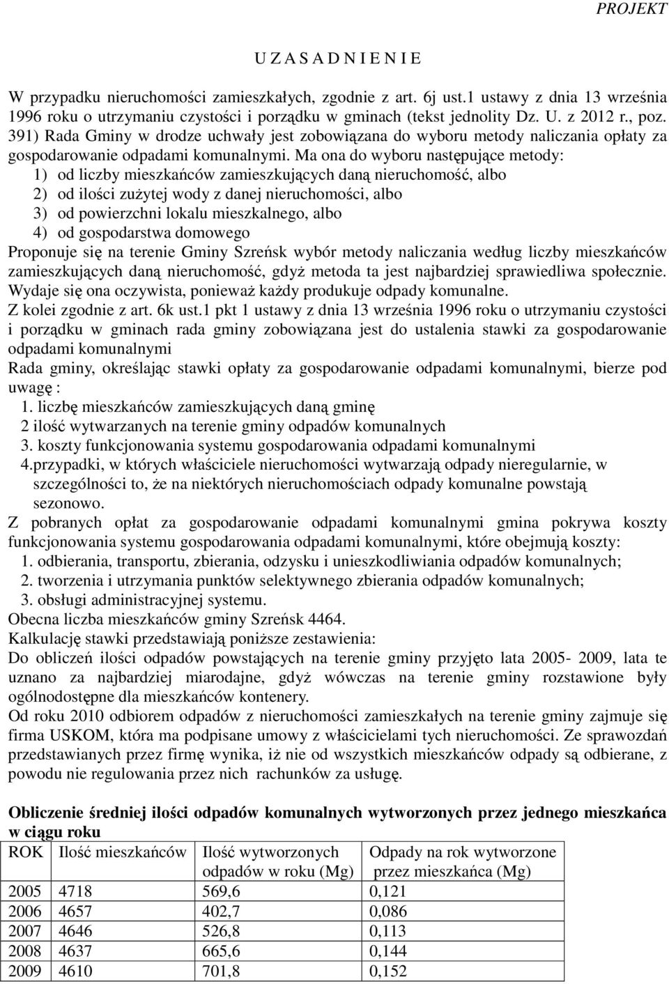 Ma ona do wyboru następujące metody: 1) od liczby mieszkańców zamieszkujących daną nieruchomość, albo 2) od ilości zużytej wody z danej nieruchomości, albo 3) od powierzchni lokalu mieszkalnego, albo