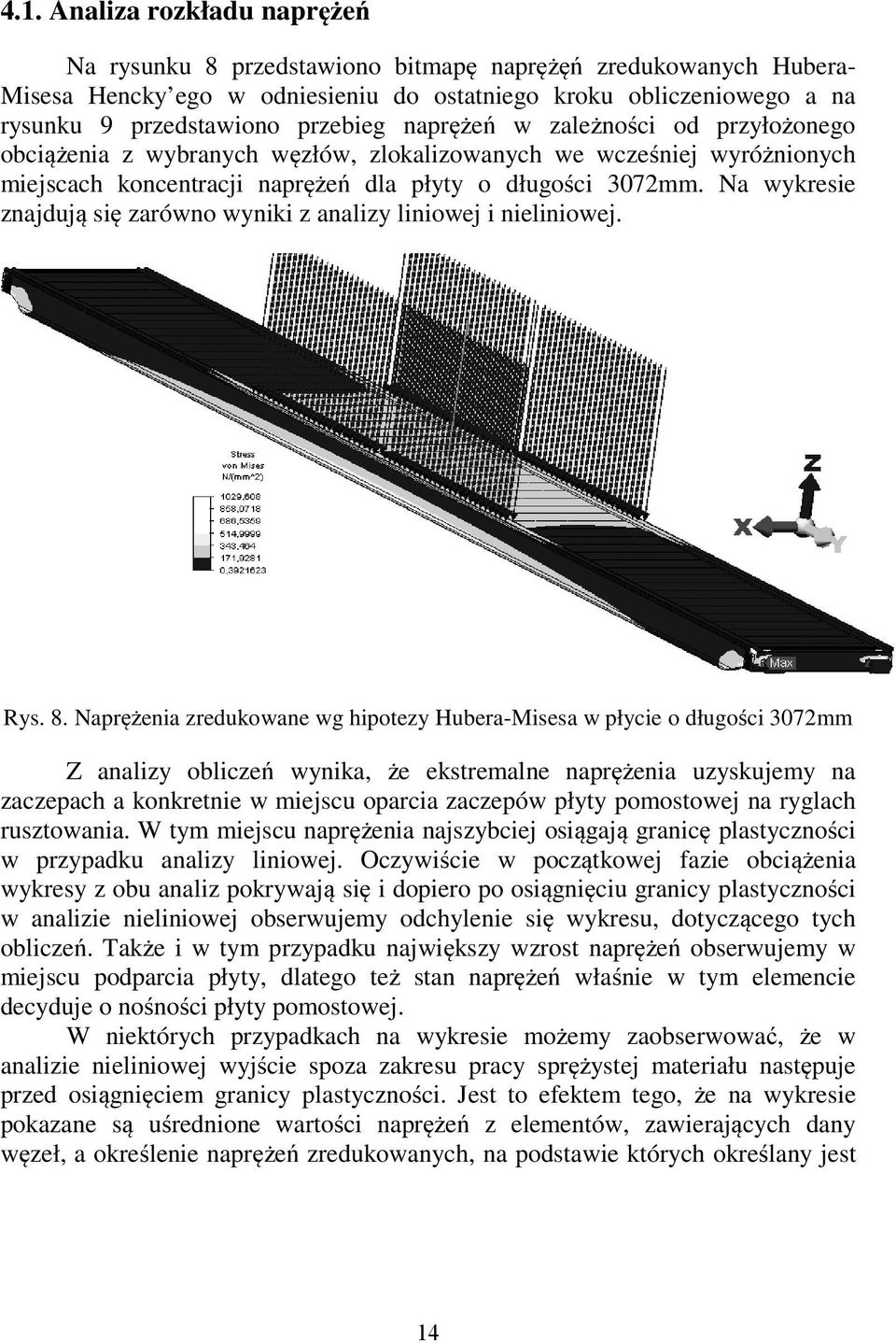 Na wykresie znajdują ą się ę zarówno wyniki z analizy liniowej i nieliniowej. Rys. 8.