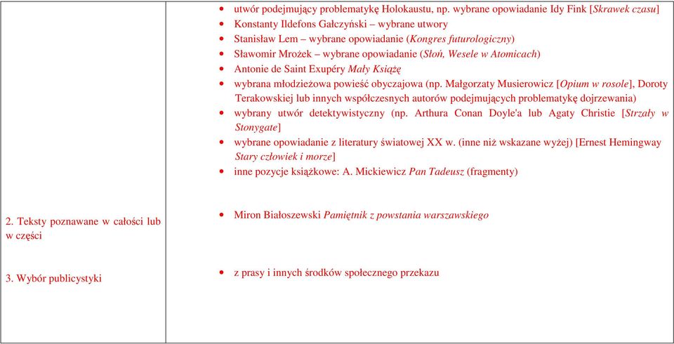 w Atomicach) Antonie de Saint Exupéry Mały Książę wybrana młodzieżowa powieść obyczajowa (np.