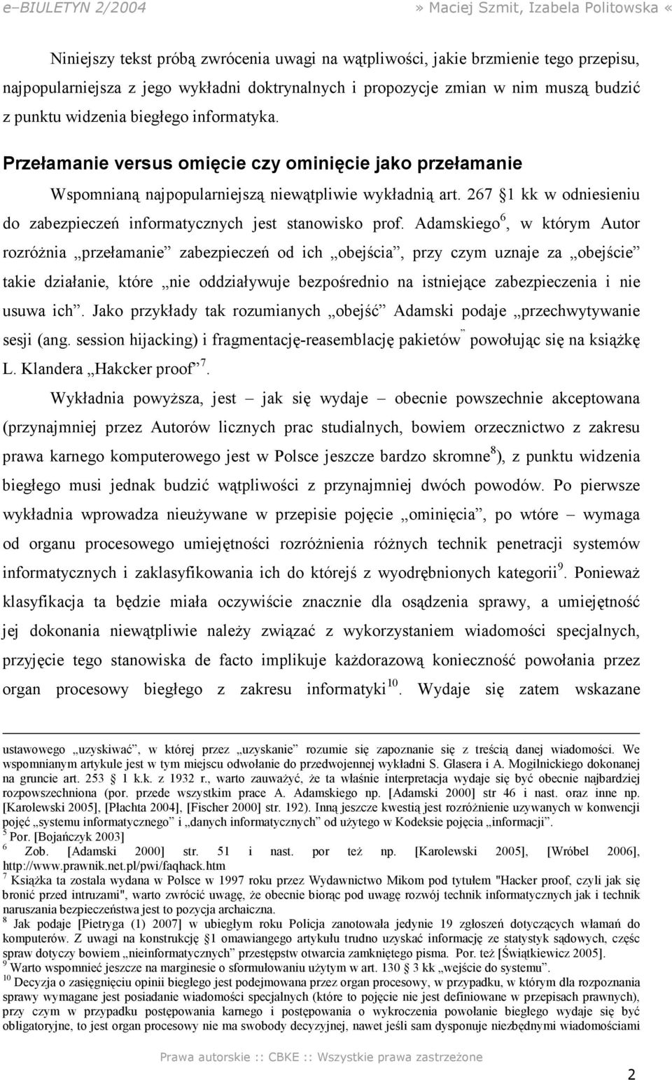267 1 kk w odniesieniu do zabezpieczeń informatycznych jest stanowisko prof.