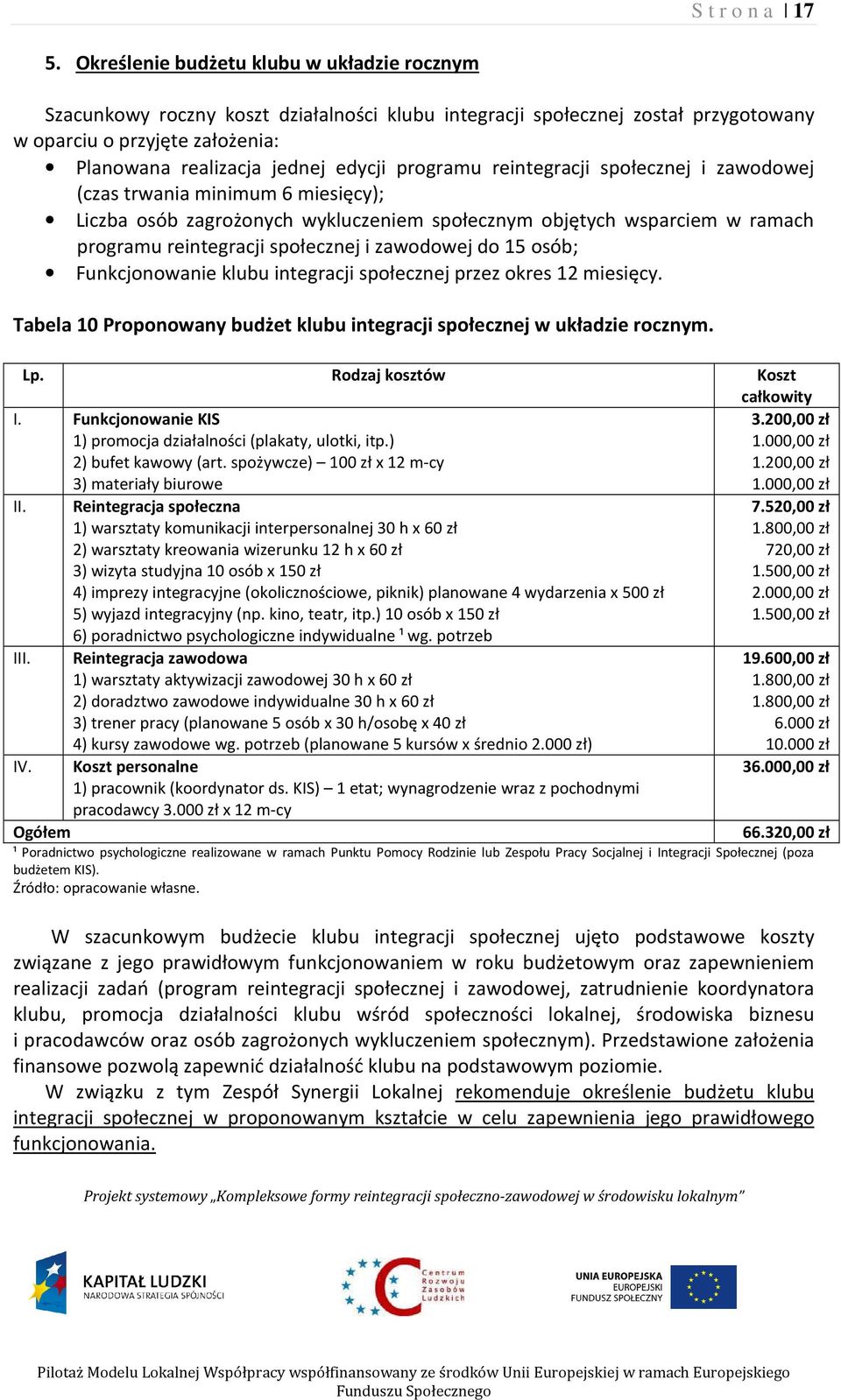 programu reintegracji społecznej i zawodowej (czas trwania minimum 6 miesięcy); Liczba osób zagrożonych wykluczeniem społecznym objętych wsparciem w ramach programu reintegracji społecznej i