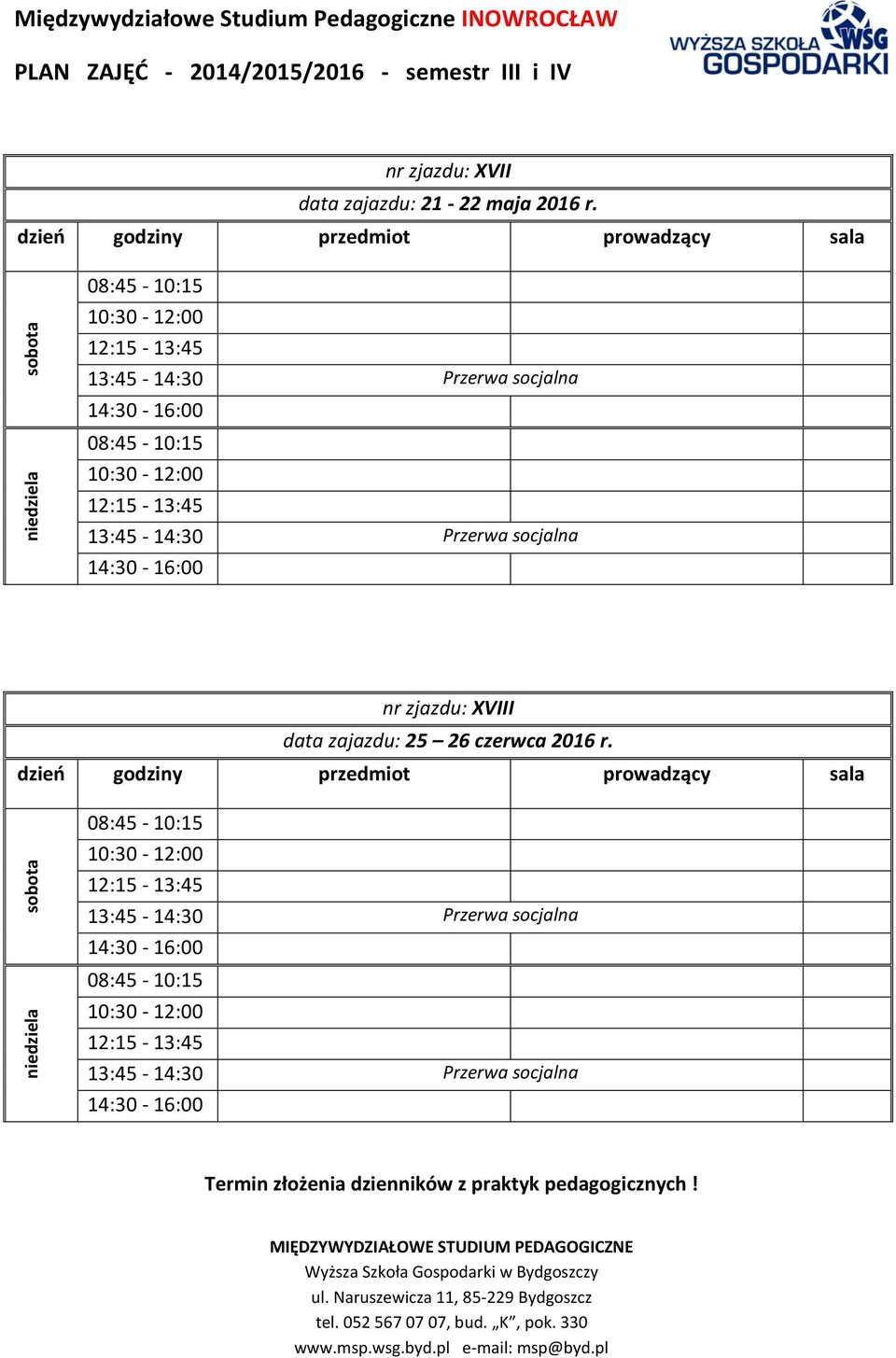 nr zjazdu: XVIII data zajazdu: 25 26