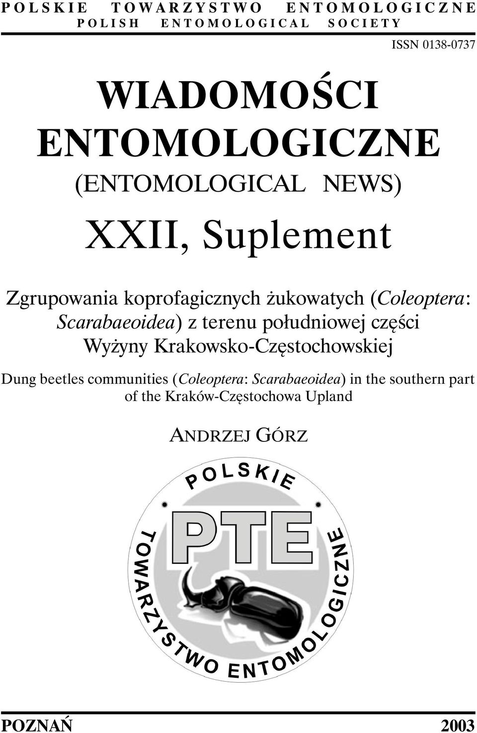 (Coleoptera: Scarabaeoidea) z terenu południowej części Wyżyny Krakowsko-Częstochowskiej Dung beetles communities