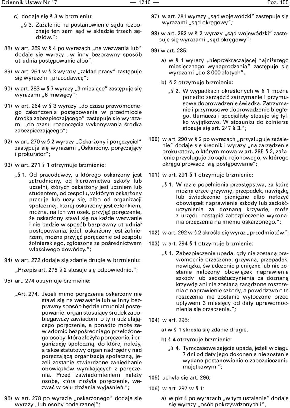 263 w 7 wyrazy 3 miesiàce zast puje si wyrazami 6 miesi cy ; 91) w art.