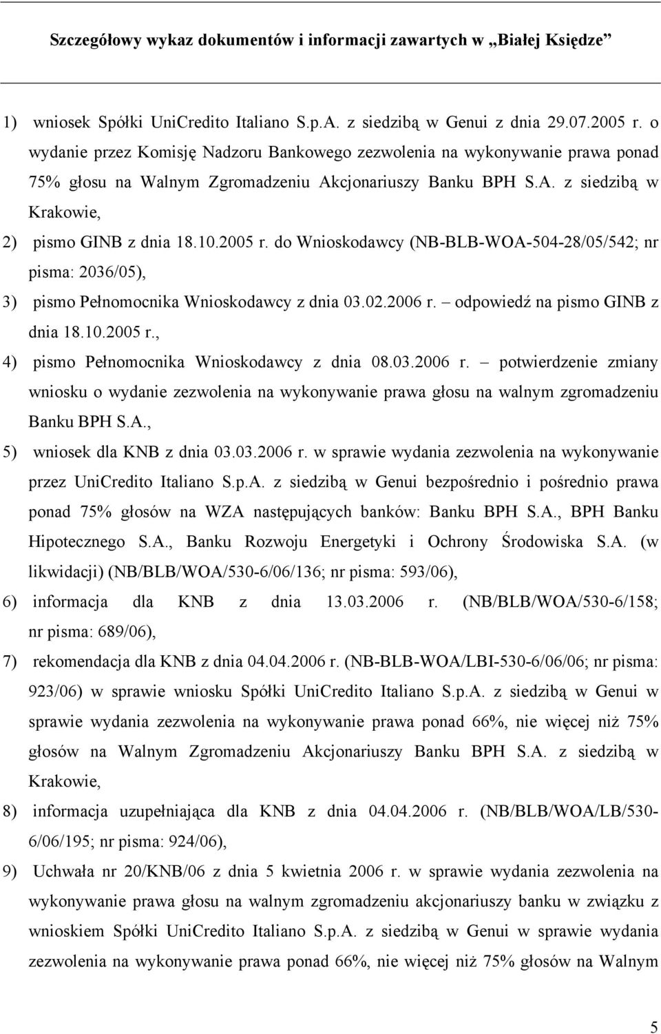 do Wnioskodawcy (NB-BLB-WOA-504-28/05/542; nr pisma: 2036/05), 3) pismo Pełnomocnika Wnioskodawcy z dnia 03.02.2006 r. odpowiedź na pismo GINB z dnia 18.10.2005 r.