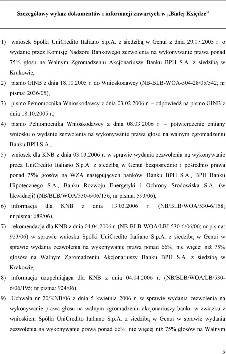 do Wnioskodawcy (NB-BLB-WOA-504-28/05/542; nr pisma: 2036/05), 3) pismo Pełnomocnika Wnioskodawcy z dnia 03.02.2006 r. odpowiedź na pismo GINB z dnia 18.10.2005 r.