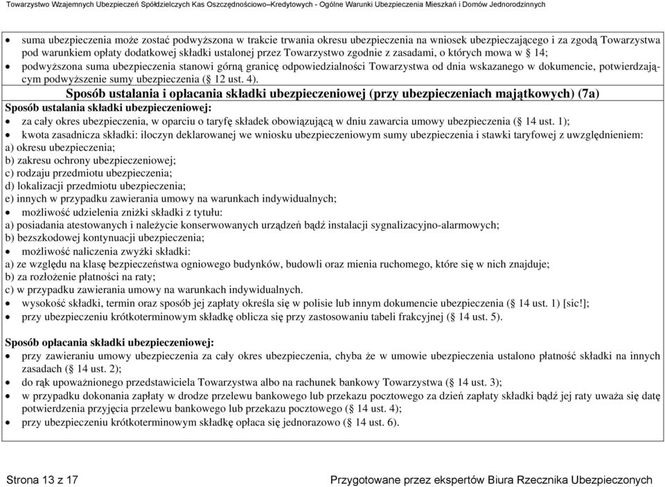 sumy ubezpieczenia ( 12 ust. 4).