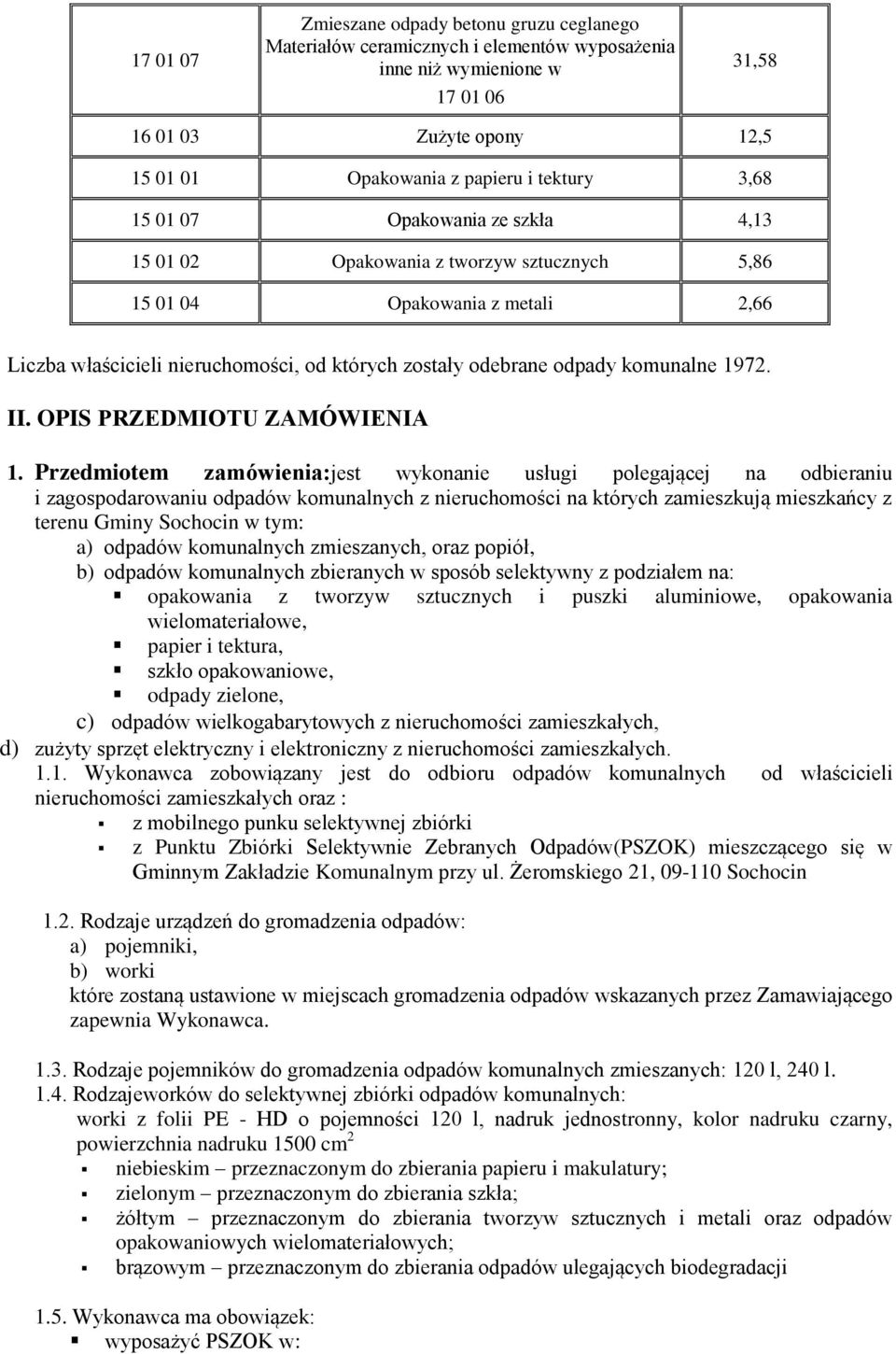 komunalne 1972. II. OPIS PRZEDMIOTU ZAMÓWIENIA 1.