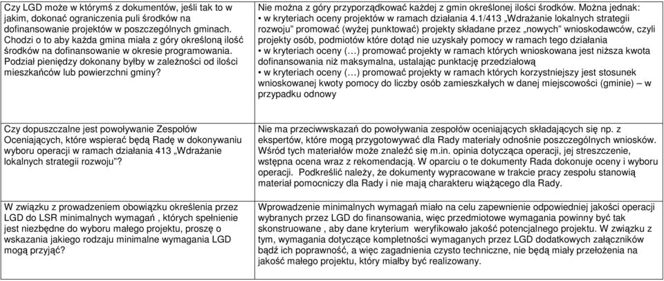 Nie można z góry przyporządkować każdej z gmin określonej ilości środków. Można jednak: w kryteriach oceny projektów w ramach działania 4.