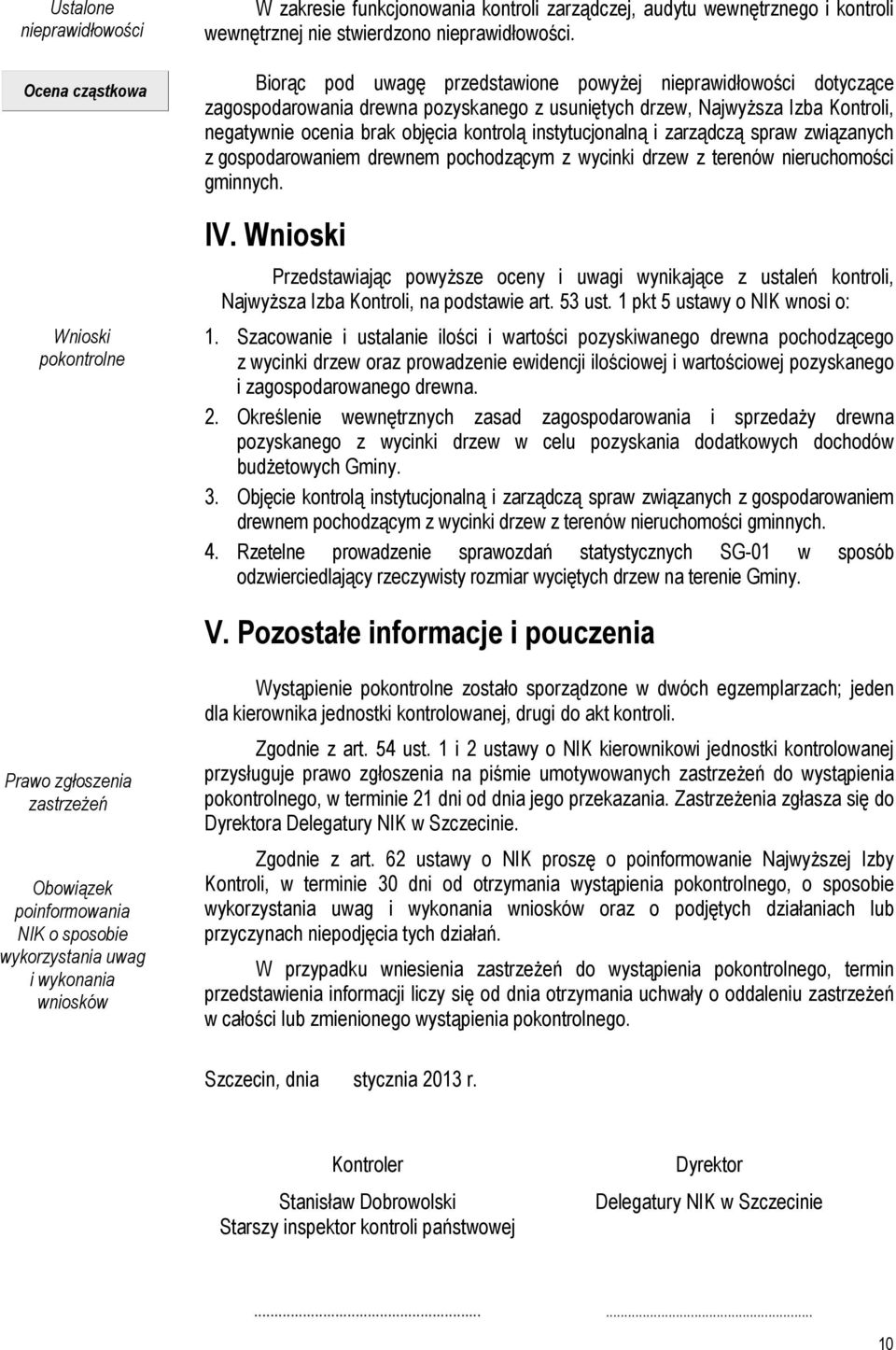 spraw związanych z gospodarowaniem drewnem pochodzącym z wycinki drzew z terenów nieruchomości gminnych. IV.