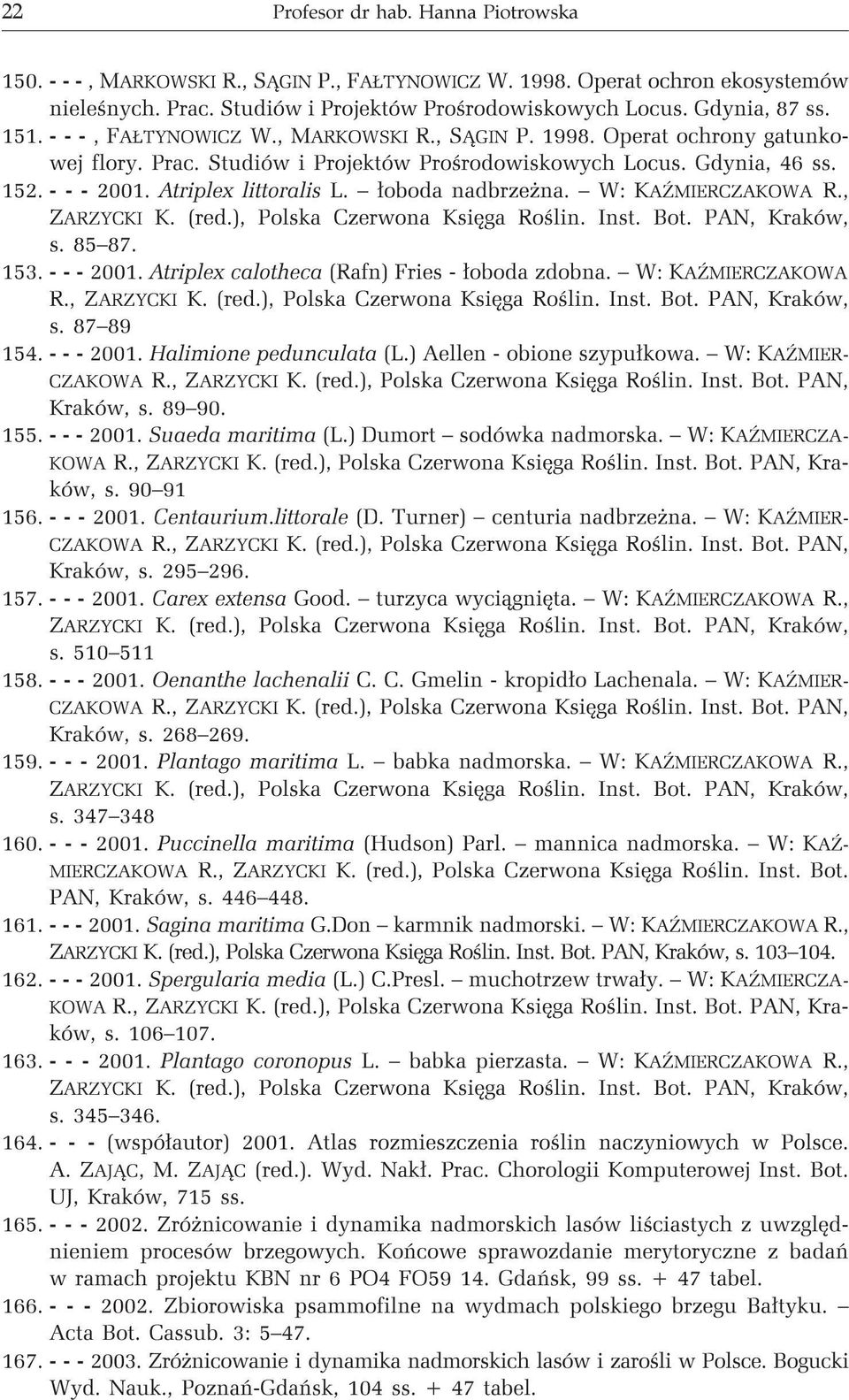 ³oboda nadbrze na. W: KA MIERCZAKOWA R., ZARZYCKI K. (red.), Polska Czerwona Ksiêga Roœlin. Inst. Bot. PAN, Kraków, s. 85 87. 153. ---2001. Atriplex calotheca (Rafn) Fries - ³oboda zdobna.