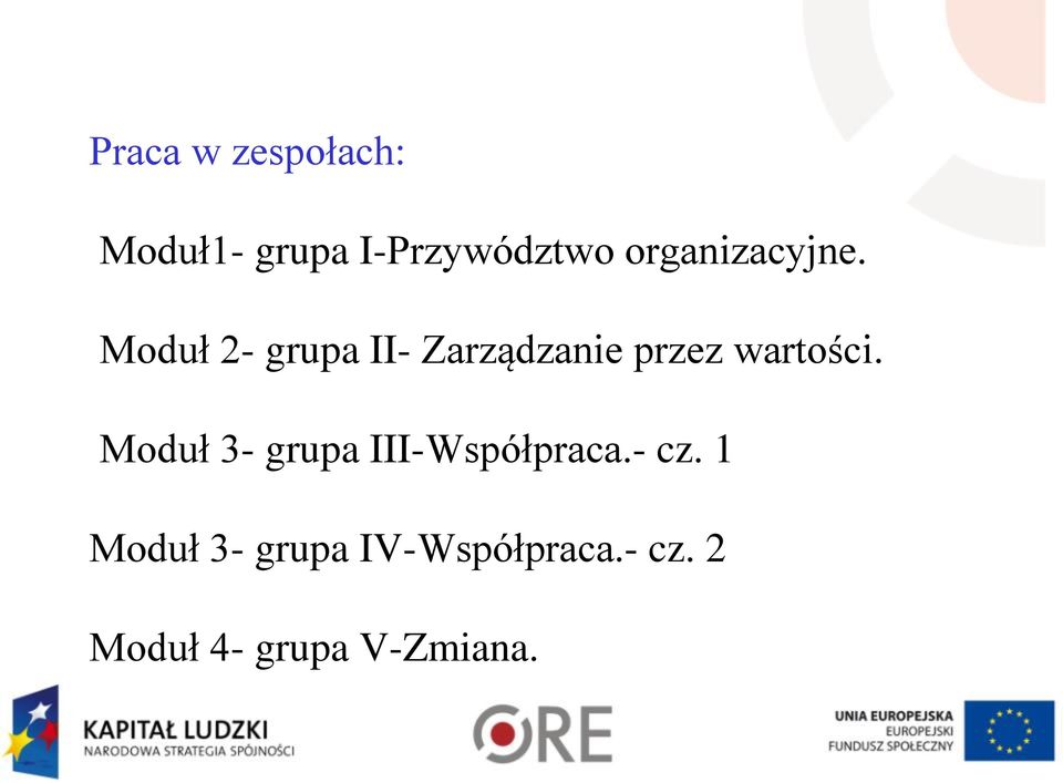 Moduł 2- grupa II- Zarządzanie przez wartości.