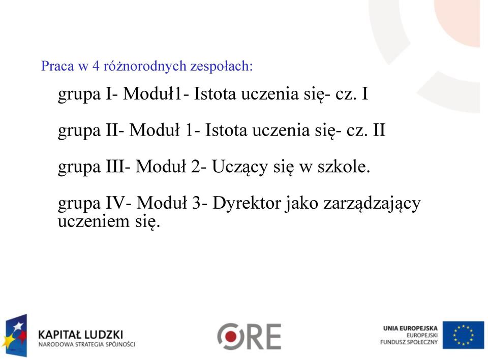 I grupa II- Moduł 1-  II grupa III- Moduł 2- Uczący się