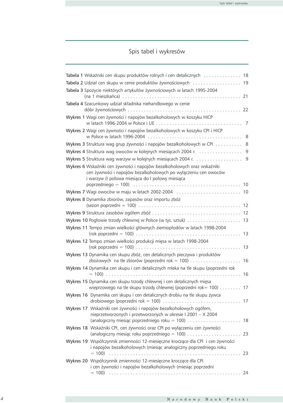 ......................................... 22 Wykres 1 Wagi cen ywnoêci i napojów bezalkoholowych w koszyku HICP w latach 1996-2004 w Polsce i UE.