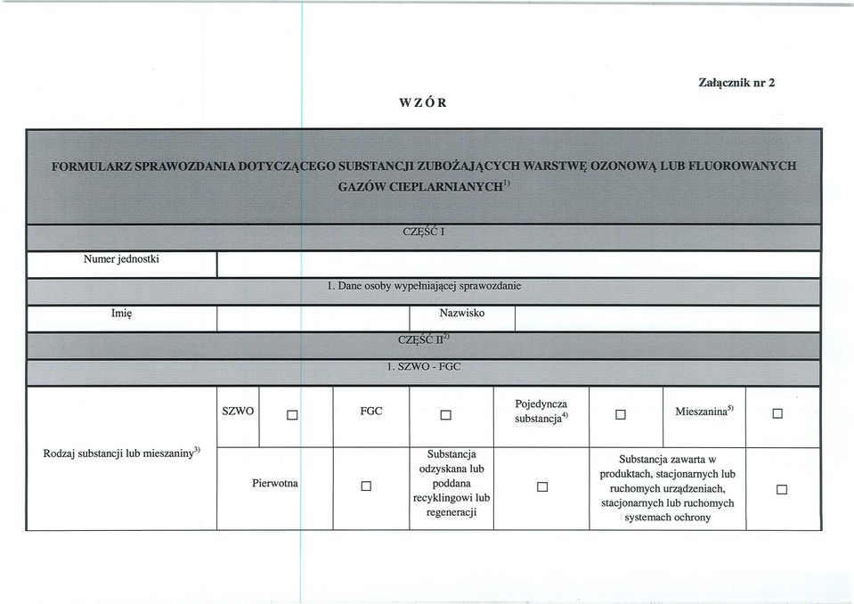 Dane osoby wype łniaj ącej sprawozdanie Imię Nazwisko CZĘŚĆ II2) 1.