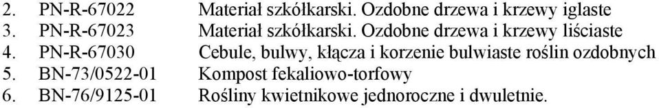 PN-R-67030 Cebule, bulwy, kłącza i korzenie bulwiaste roślin ozdobnych 5.