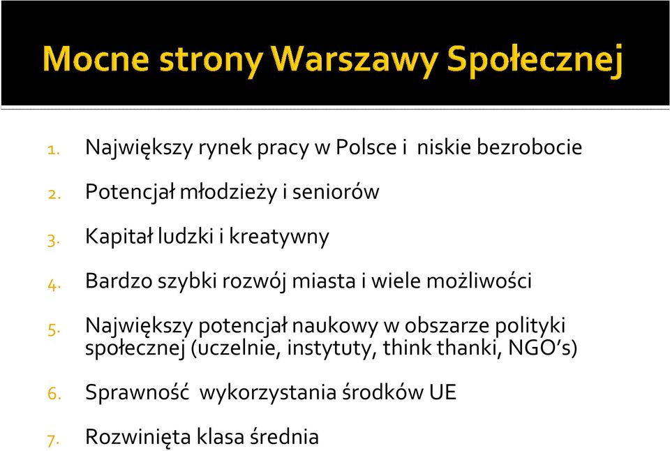 Bardzo szybki rozwój miasta i wiele możliwości 5.