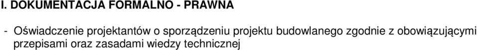 projektu budowlanego zgodnie z