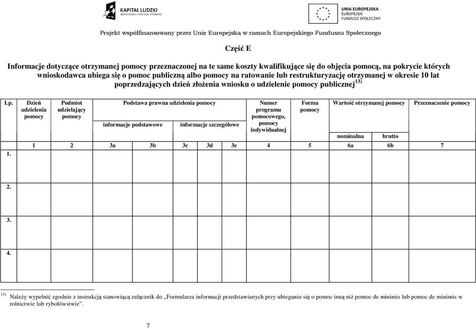 lat poprzedzających dzień złoŝenia wniosku o udziele pomocy publicznej 13